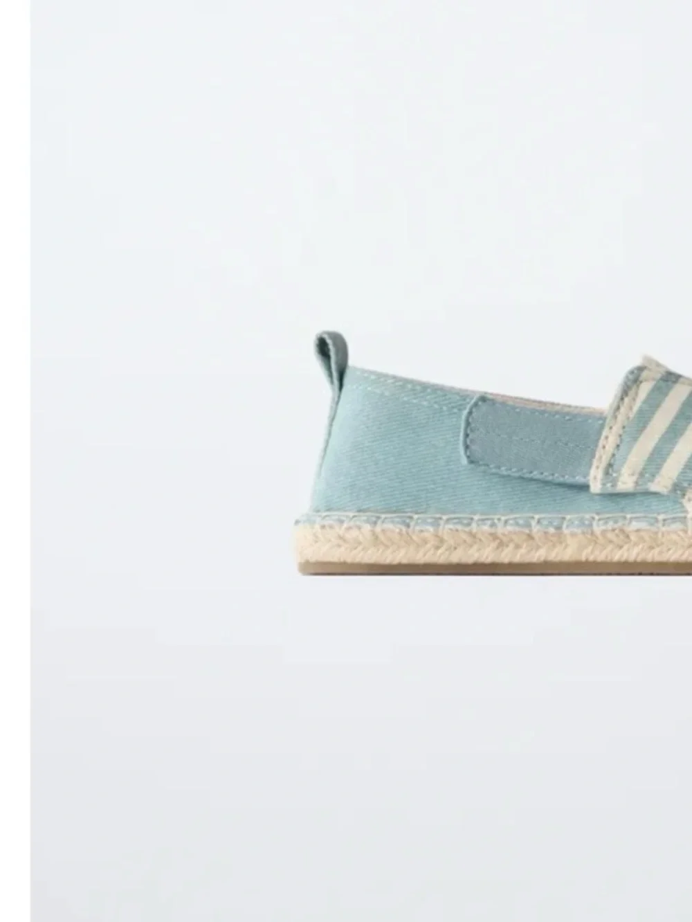 Zara Kids Striped Jute Slip-On Espadrilles in Light Blue and Cream